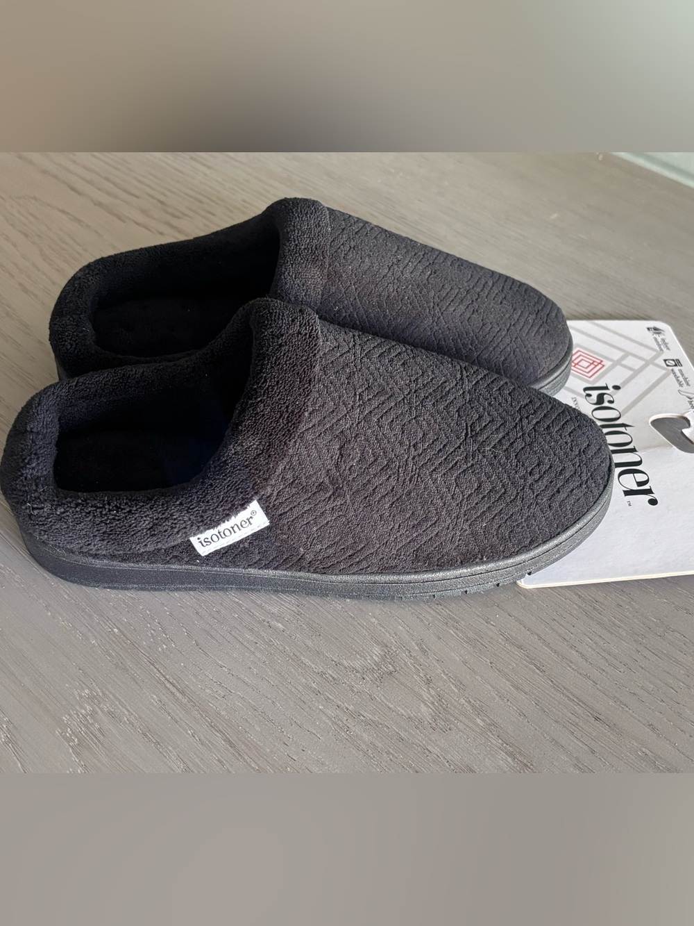 Isotoner Black Quilted Slide Slippers